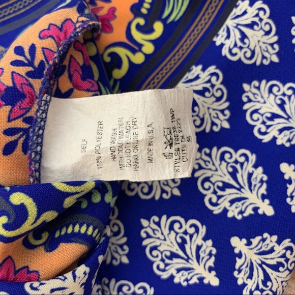 Mixed Print Cap Sleeve Blouse - Picture 4 of 6